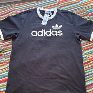 Adidas Men's Black and White Logo Tee medium new tags